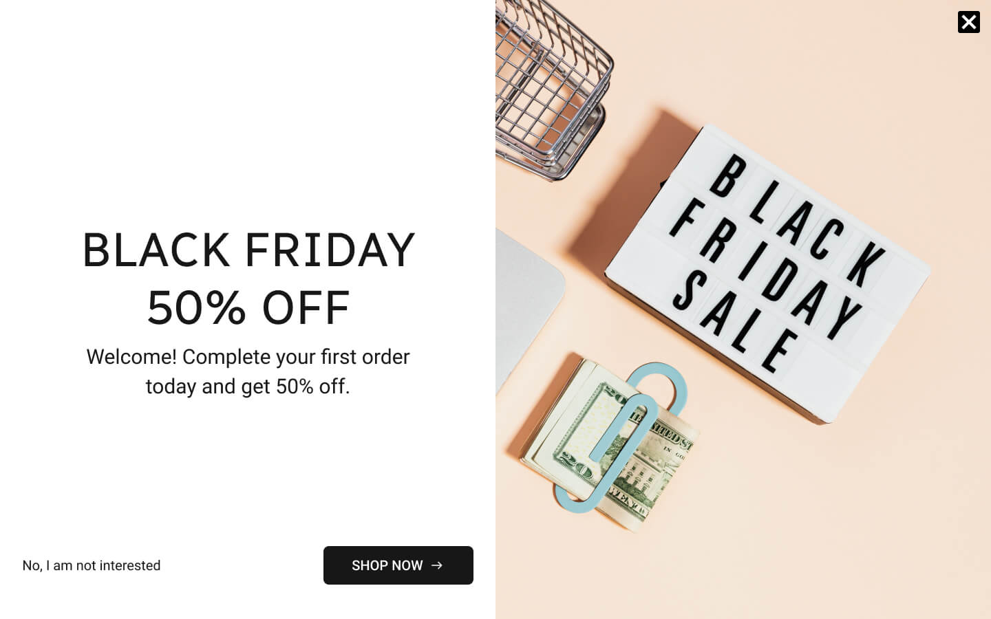 Show first-time discount pop-up